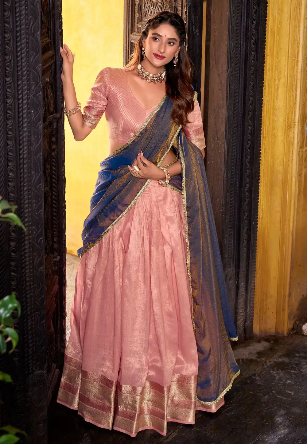 Pink Dupion Silk Circular Lehenga Choli 319567
