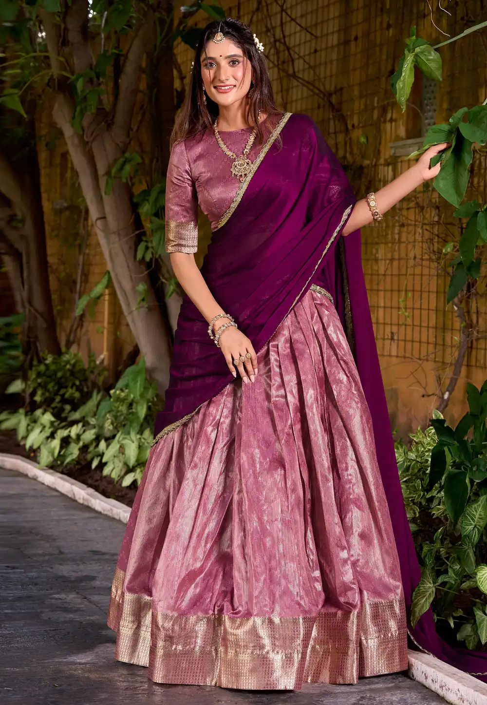 Pink Dupion Silk Circular Lehenga Choli 320035