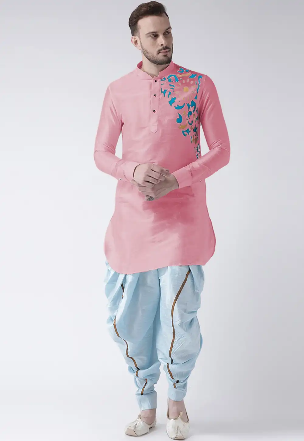 Pink Dupion Silk Dhoti Kurta 284914