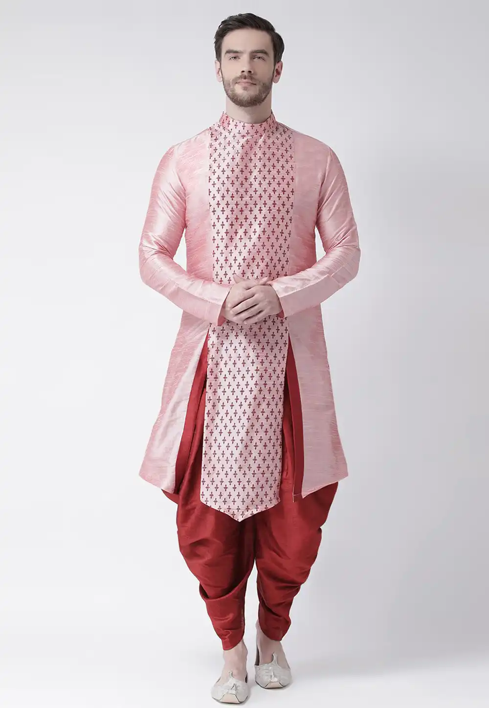 Pink Dupion Silk Dhoti Kurta 286433