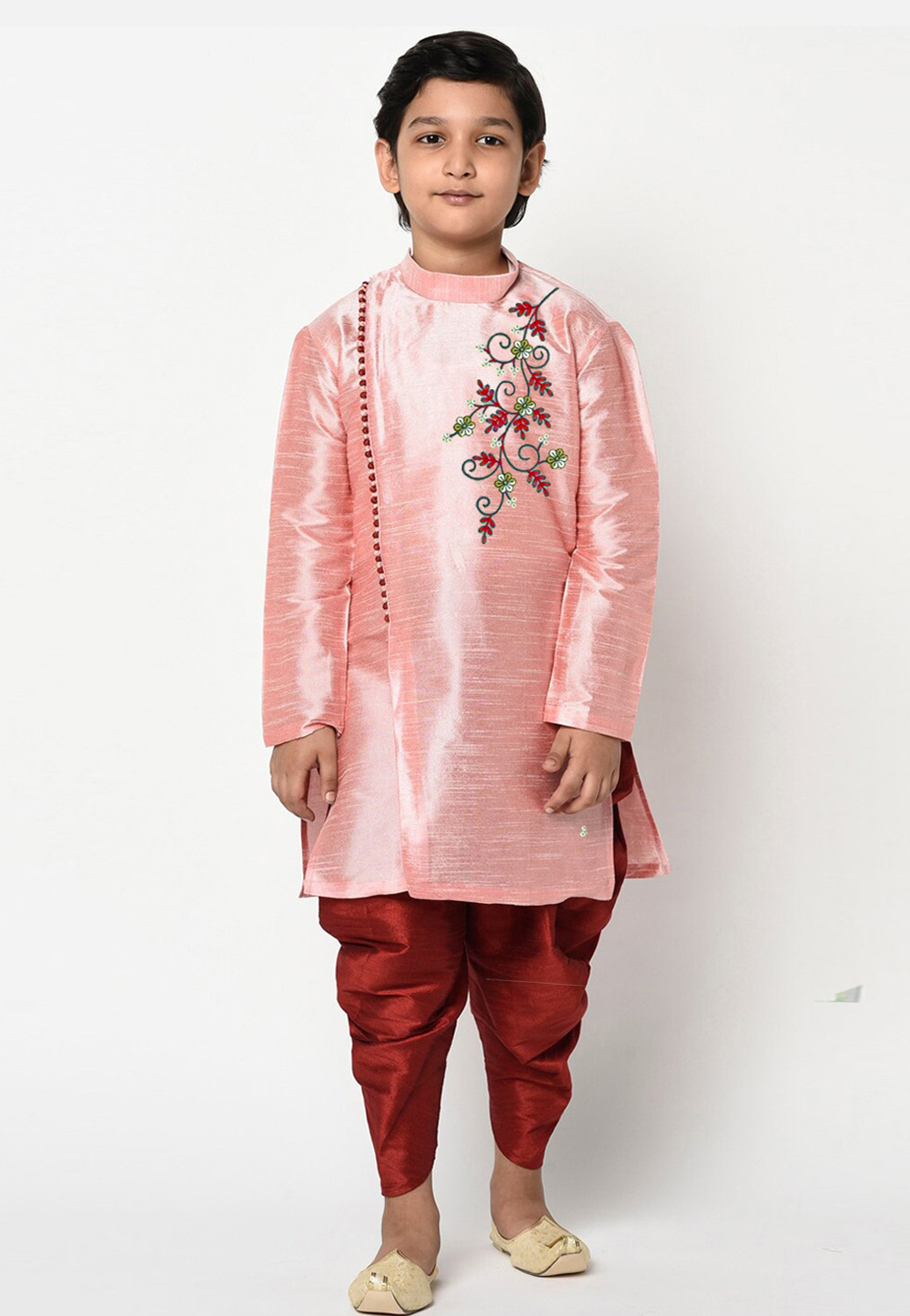 Pink Dupion Silk Kids Dhoti Kurta 286206
