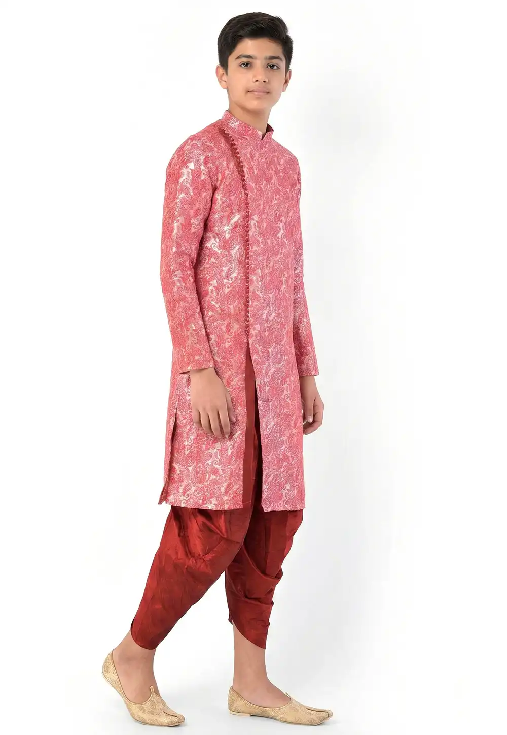 Pink Dupion Silk Kids Indo Western Suit 325381