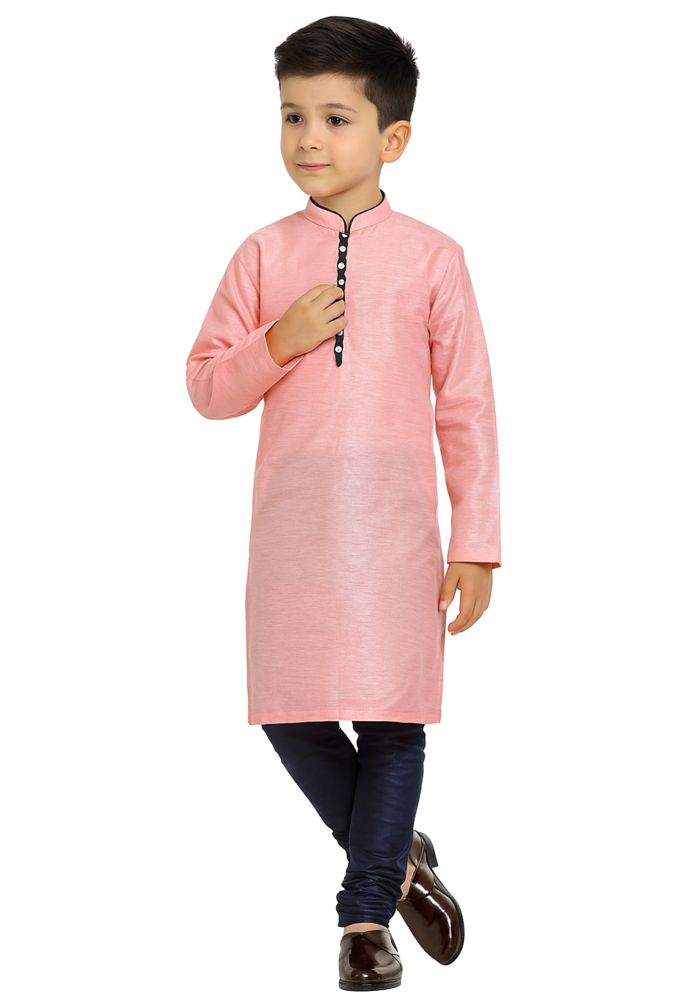 Pink Dupion Silk Kids Kurta Pajama 320852