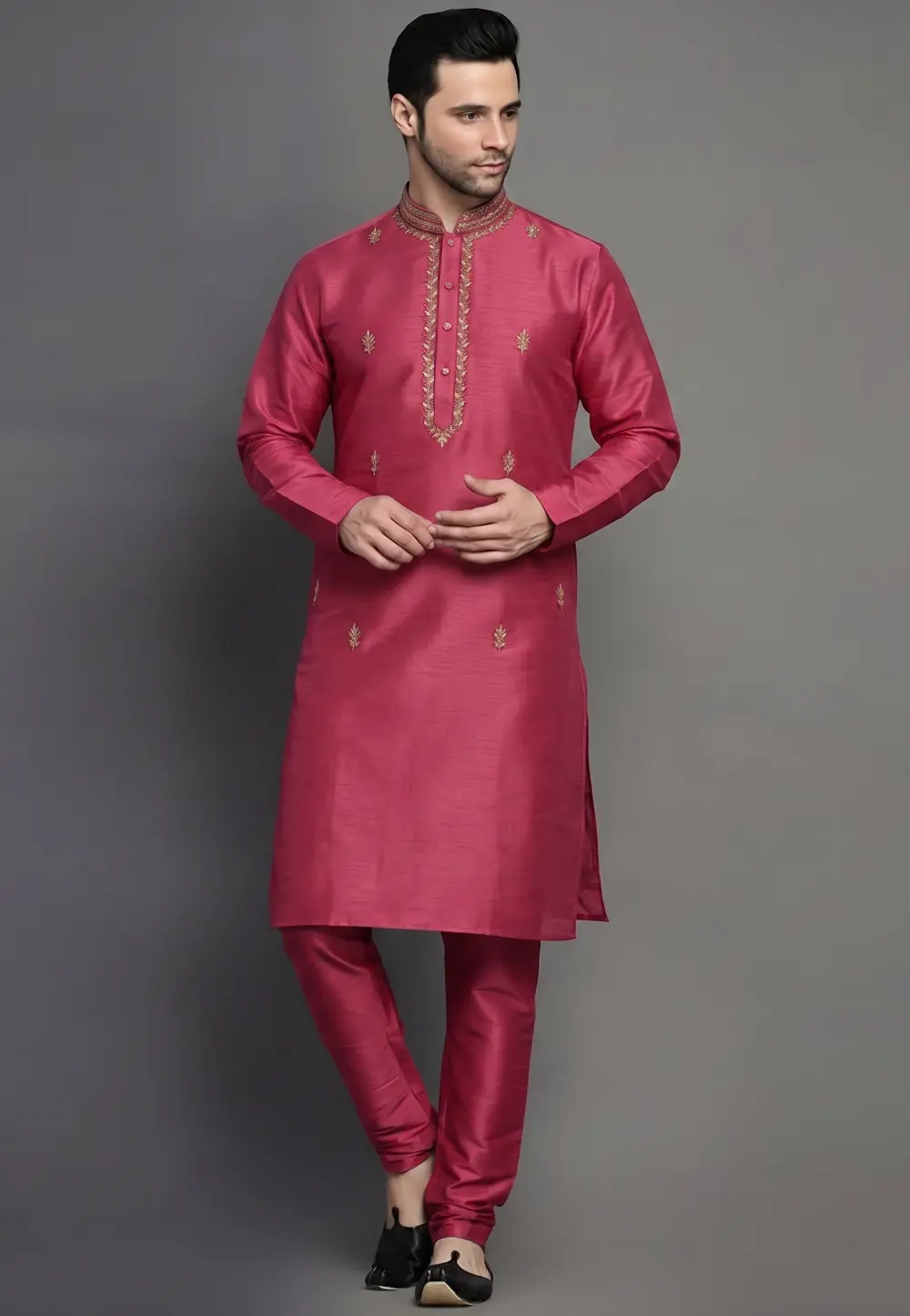 Pink Dupion Silk Kurta Pajama 331920