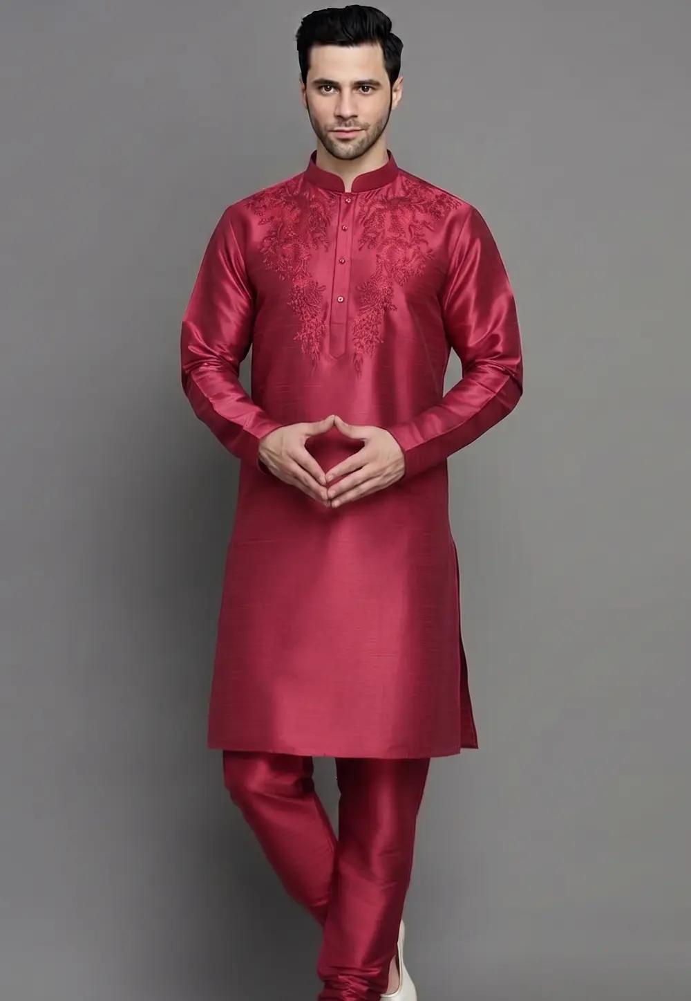 Pink Dupion Silk Kurta Pajama 331963