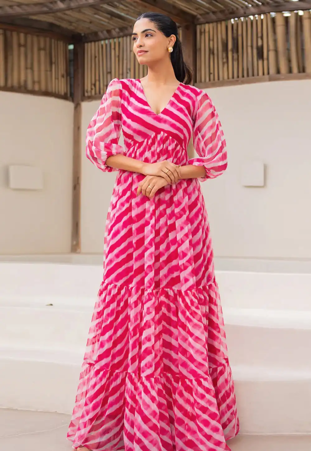 Pink Faux Georgette Gown 313595