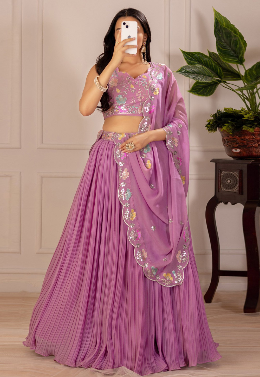 Pink Faux Georgette Lehenga Choli 311242