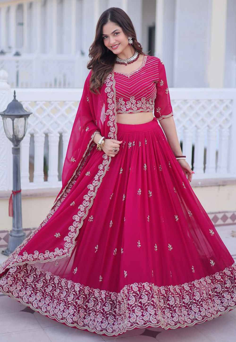 Aamira Lehenga Choli in Mehndi Green Color with Dupatta