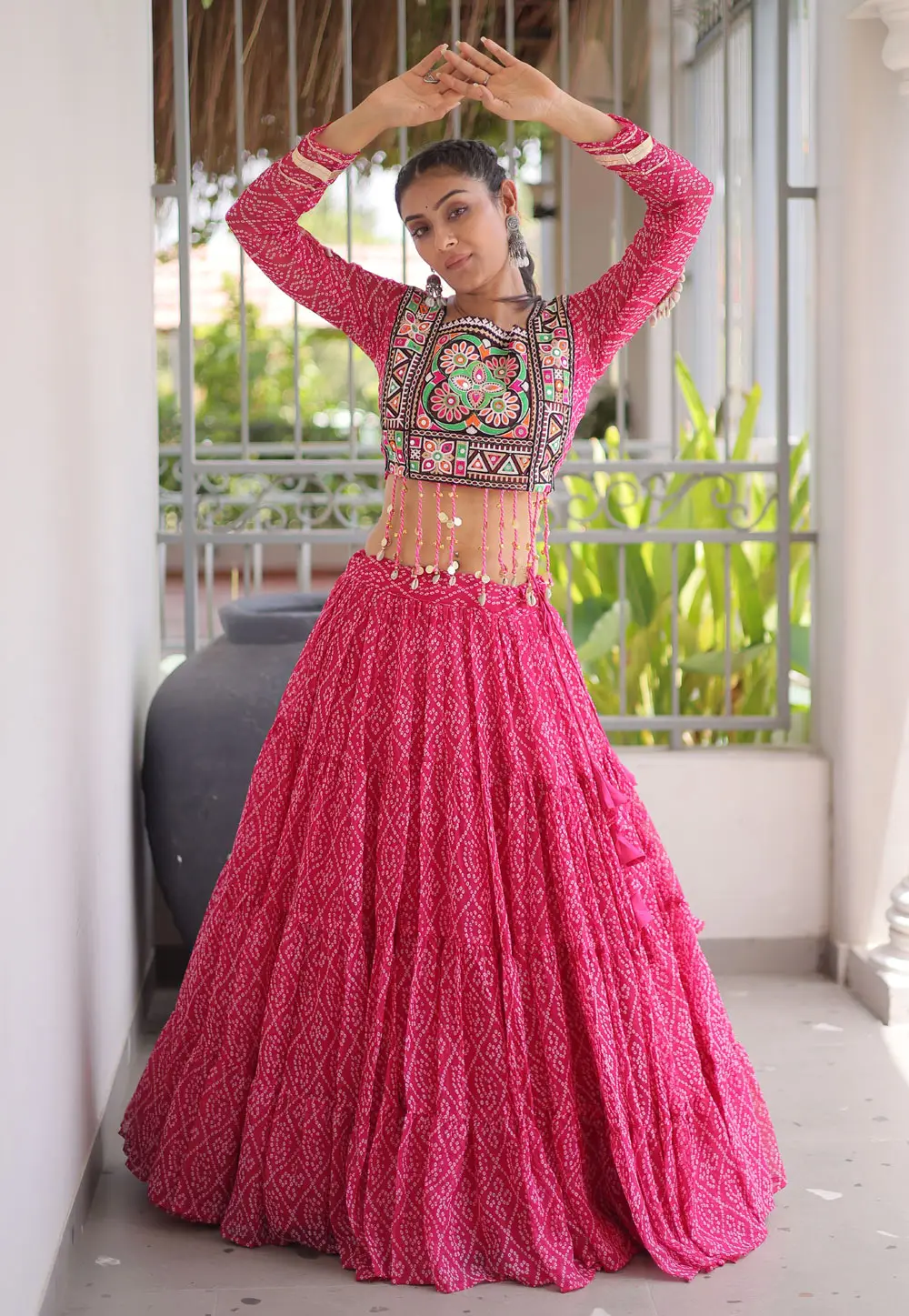 Pink Faux Georgette Navratri Chaniya Choli 333370