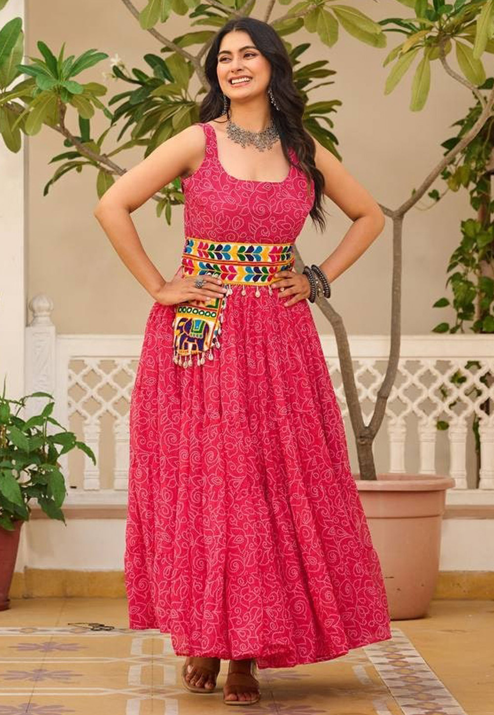 Pink Faux Georgette Navratri Wear Gown 312362