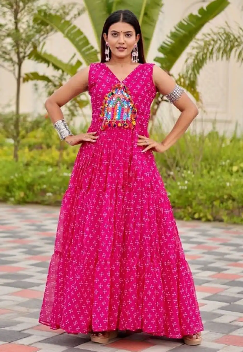 Pink Faux Georgette Navratri Wear Gown 315249