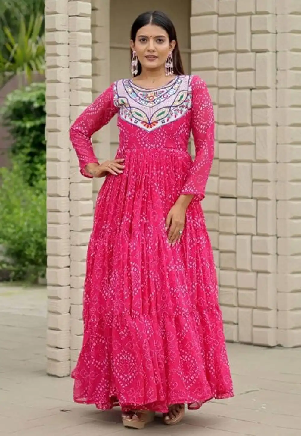 Pink Faux Georgette Navratri Wear Gown 315657