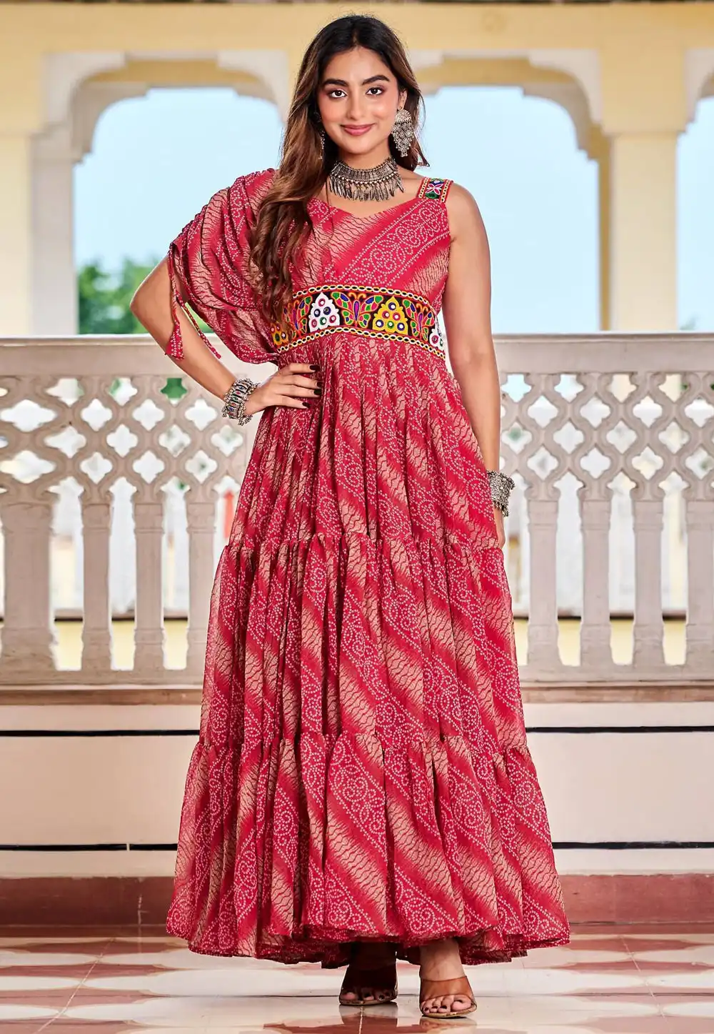 Pink Faux Georgette Navratri Wear Gown 316709