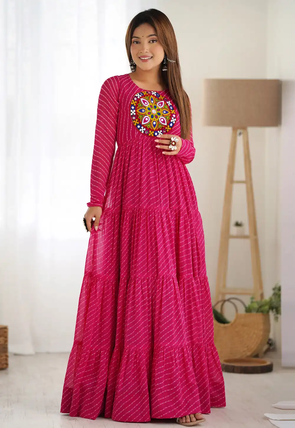 Pink Faux Georgette Navratri Wear Gown 317507