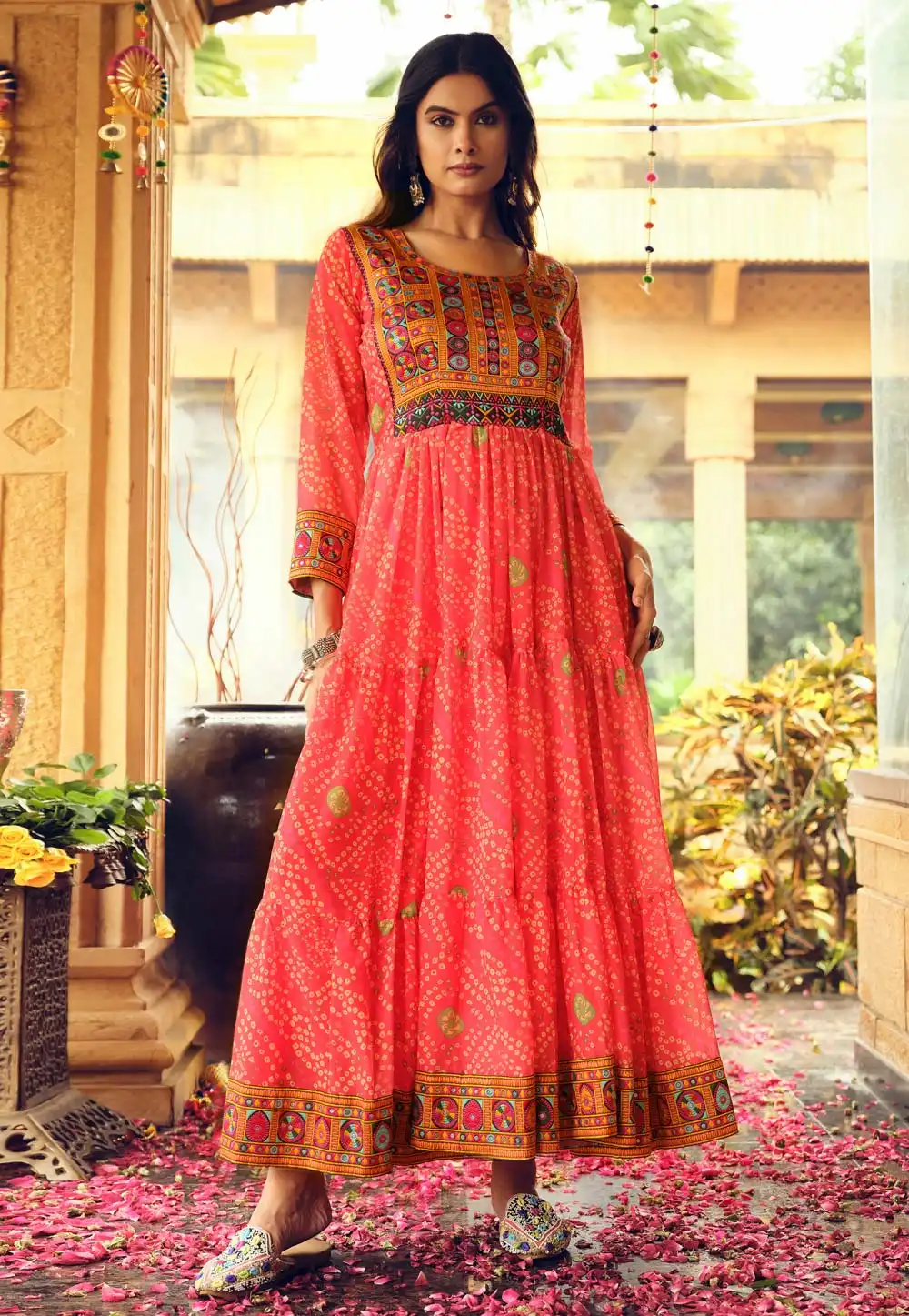 Pink Faux Georgette Navratri Wear Gown 313485