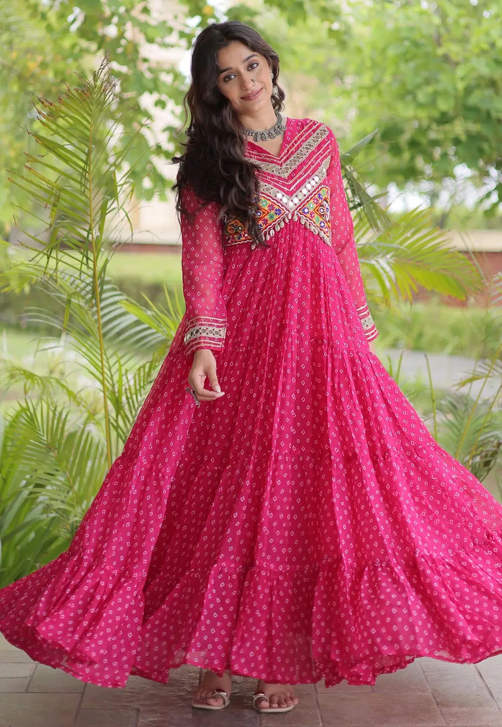 Pink Faux Georgette Navratri Wear Gown 333693