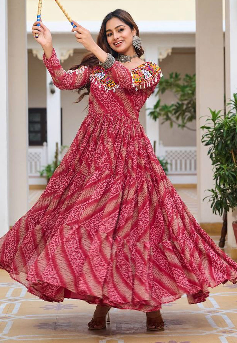 Pink Faux Georgette Navratri Wear Gown 312142
