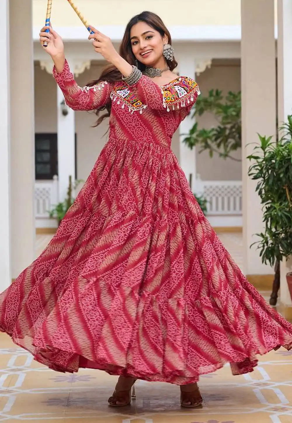 Pink Faux Georgette Navratri Wear Gown 312142