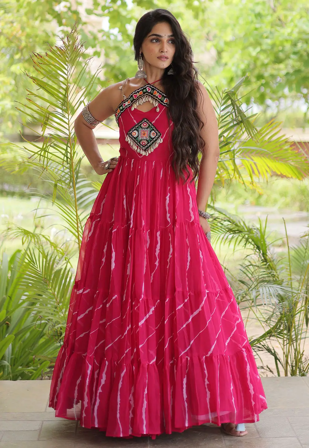Pink Faux Georgette Navratri Wear Gown 333813