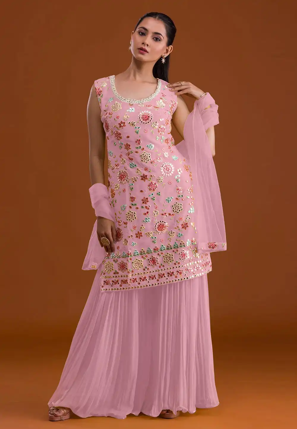 Pink Faux Georgette Pakistani Suit 316675