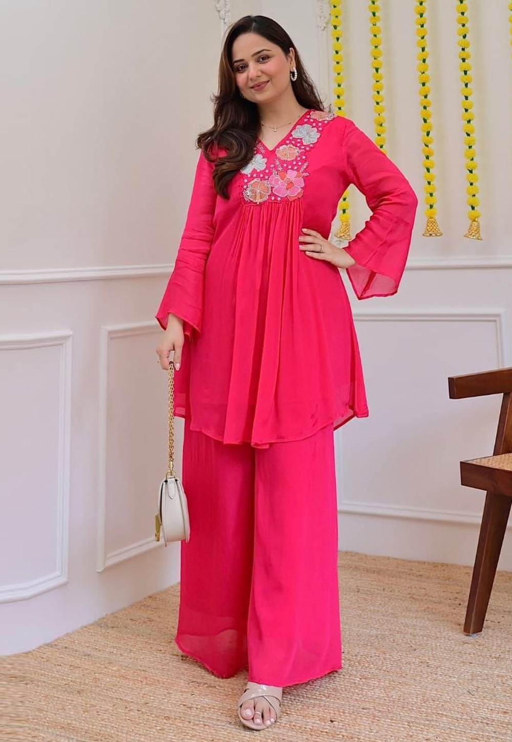 Pink Georgette Co-Ords Set 326778