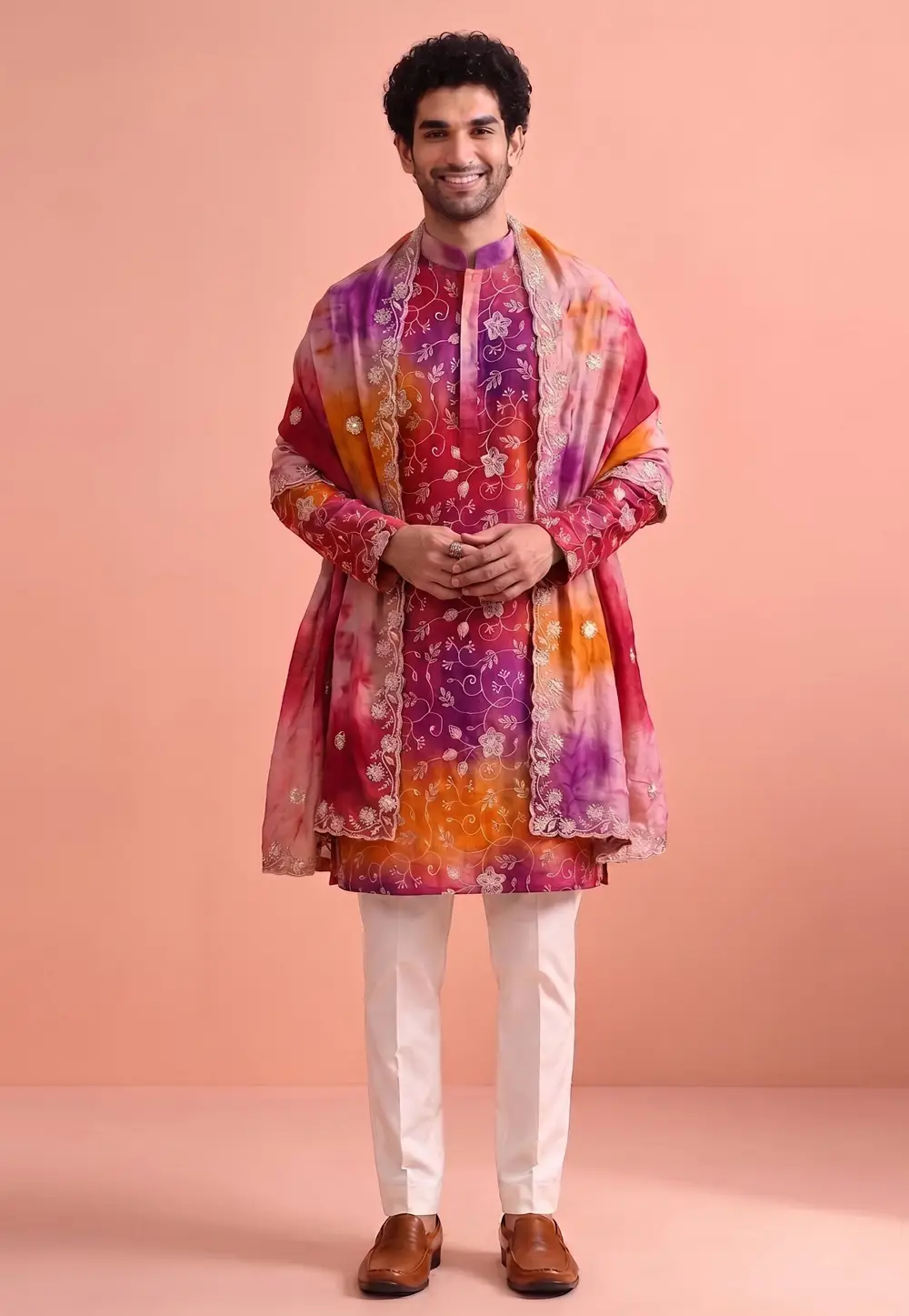 Pink Georgette Kurta Pajama With Stole 333080
