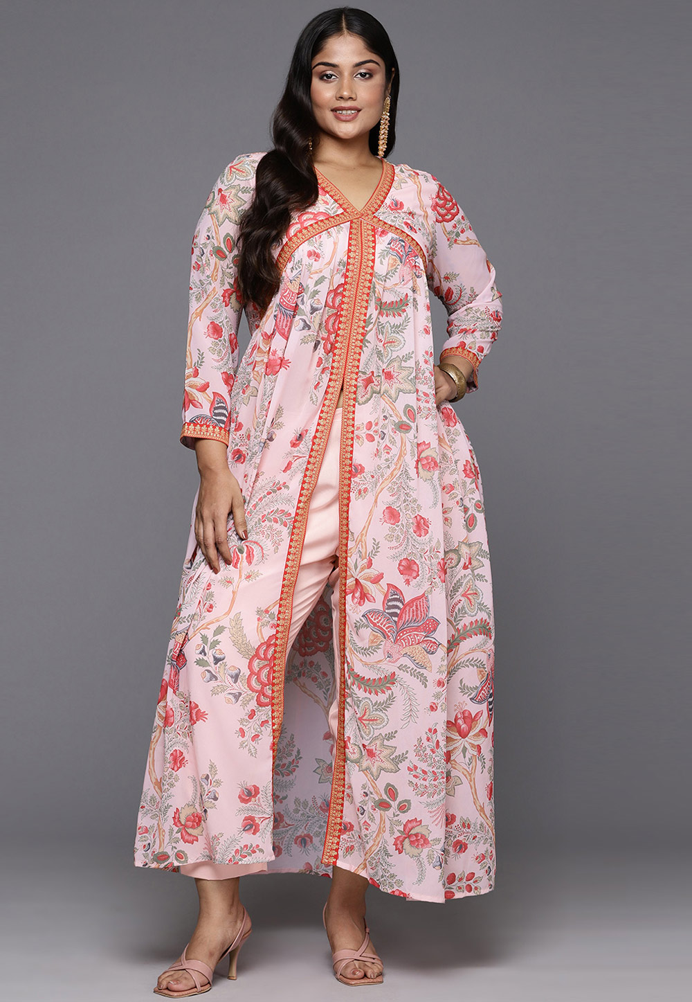 Pink Georgette Kurta Set With Pant 308889