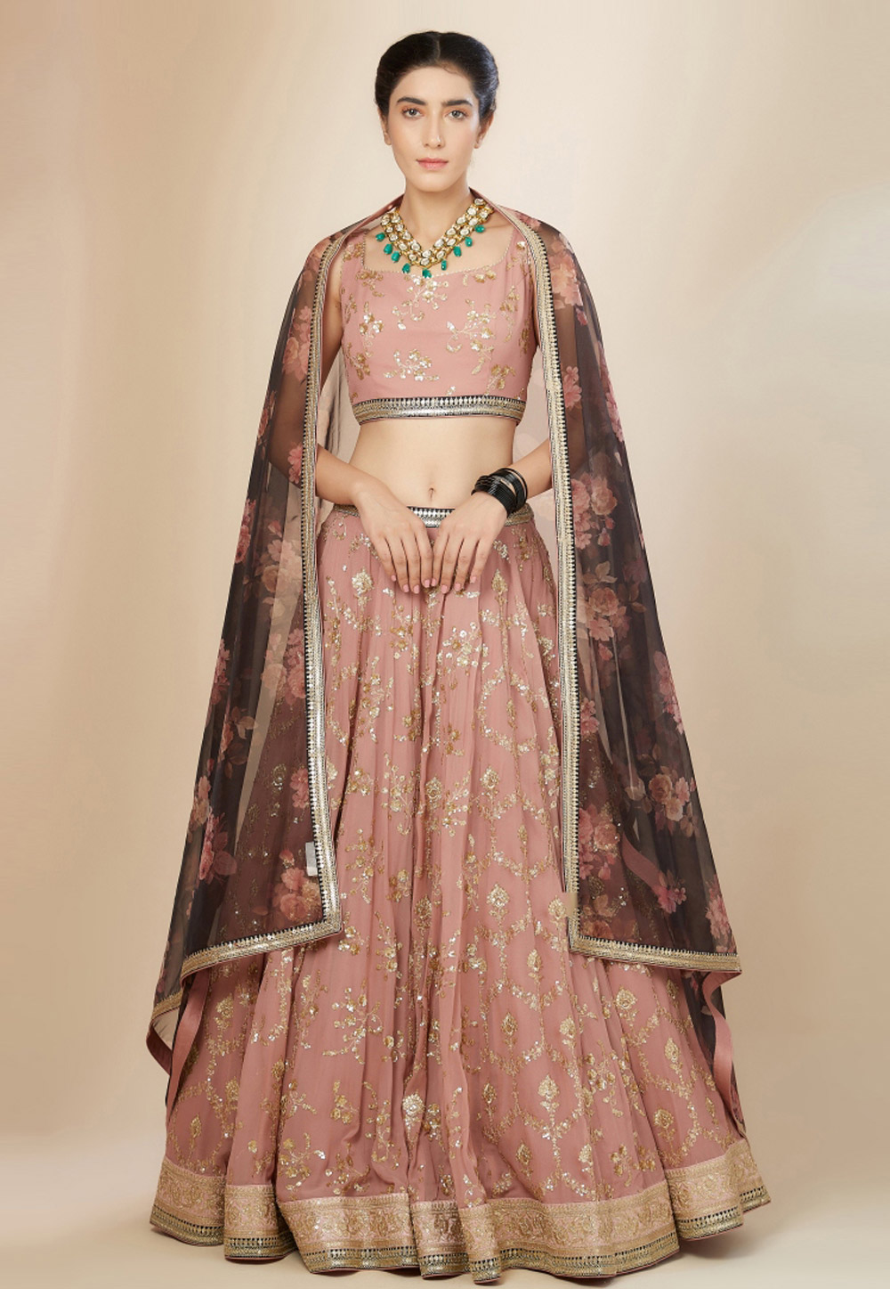 Pink Georgette Lehenga Choli 311520