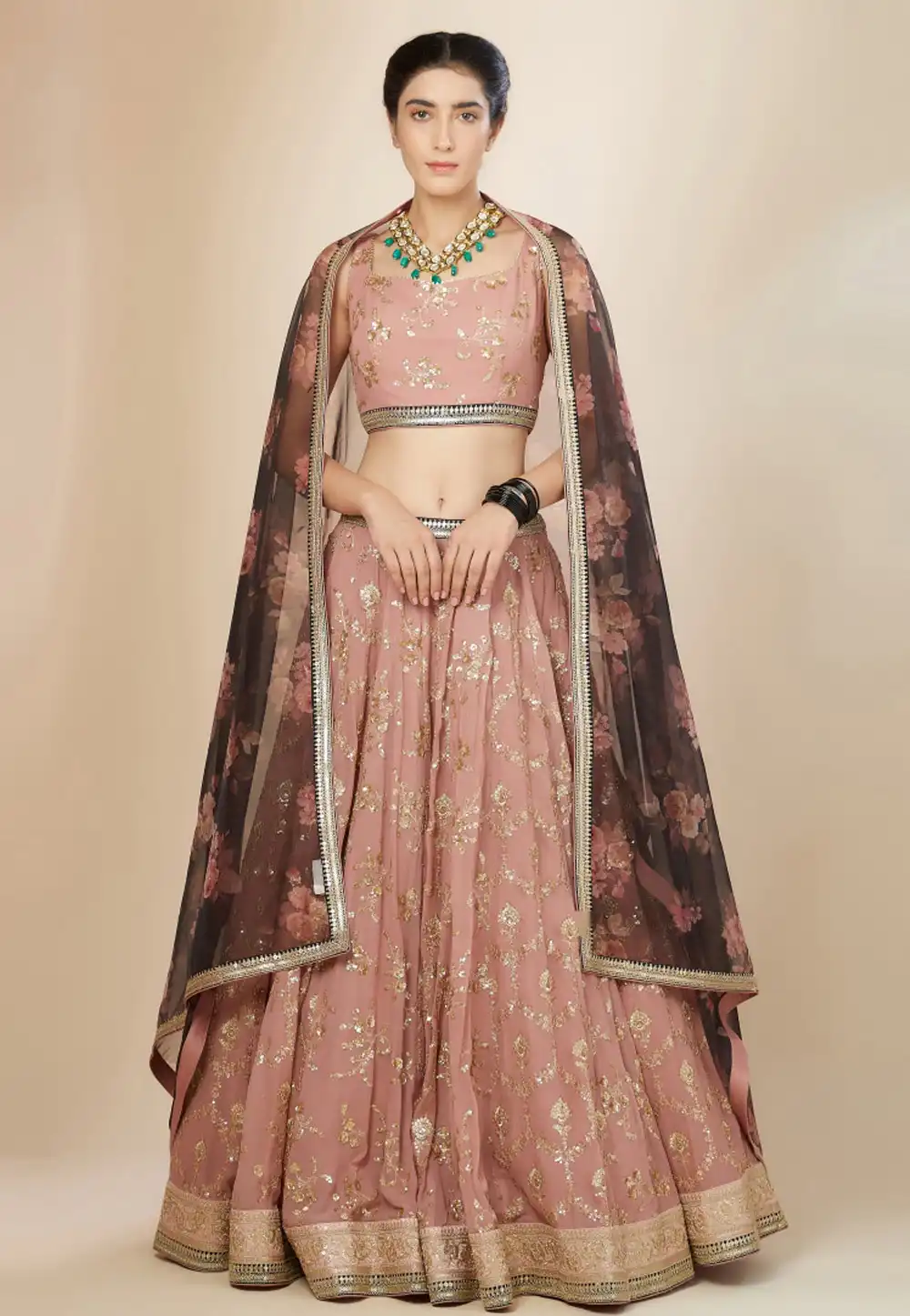 Pink Georgette Lehenga Choli 311520