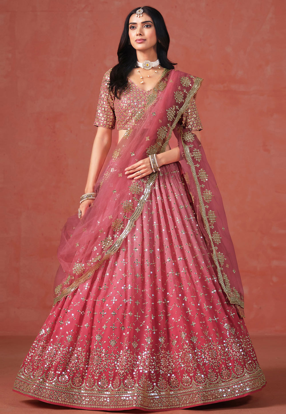 Pink Georgette Lehenga Choli 311644