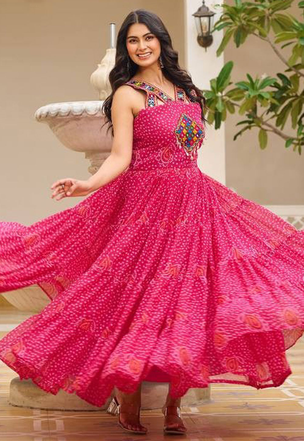 Pink Georgette Navratri Wear Gown 312062