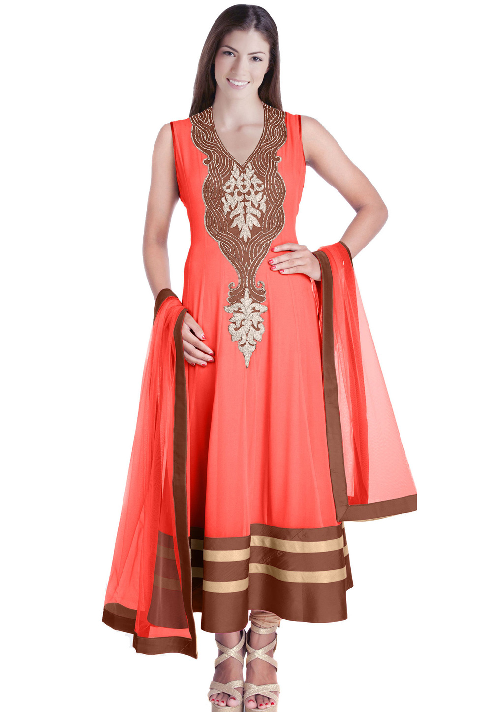 Pink Georgette Readymade Churidar Suit 321749