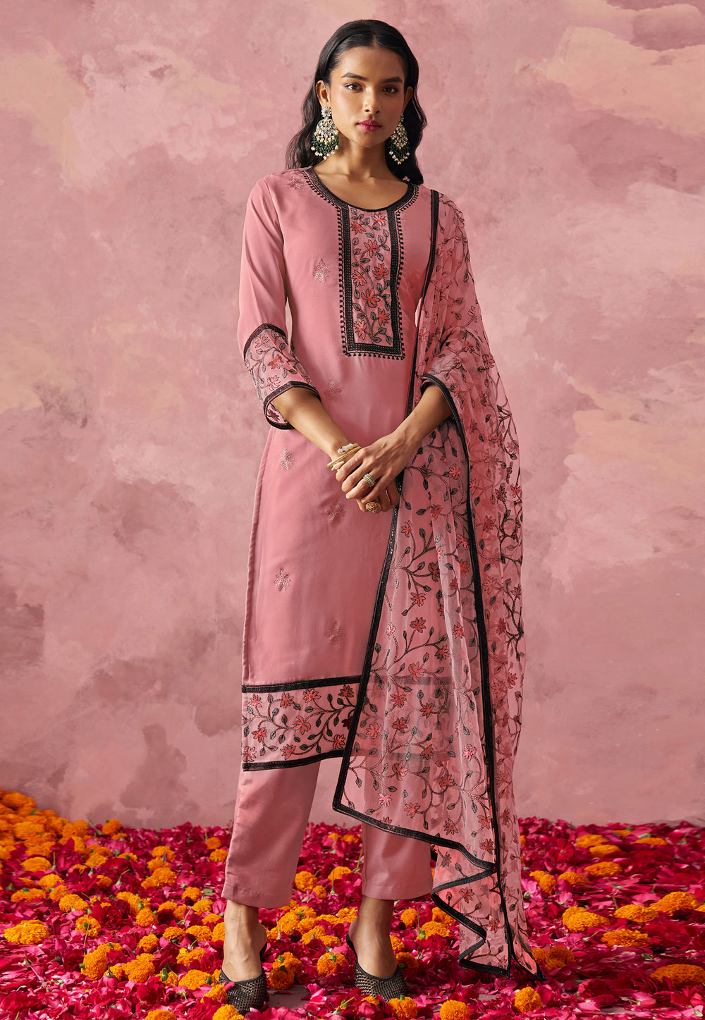 Pink Georgette Readymade Pakistani Suit 311352