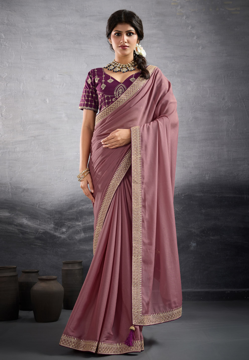 Pink Georgette Saree With Blouse 318202
