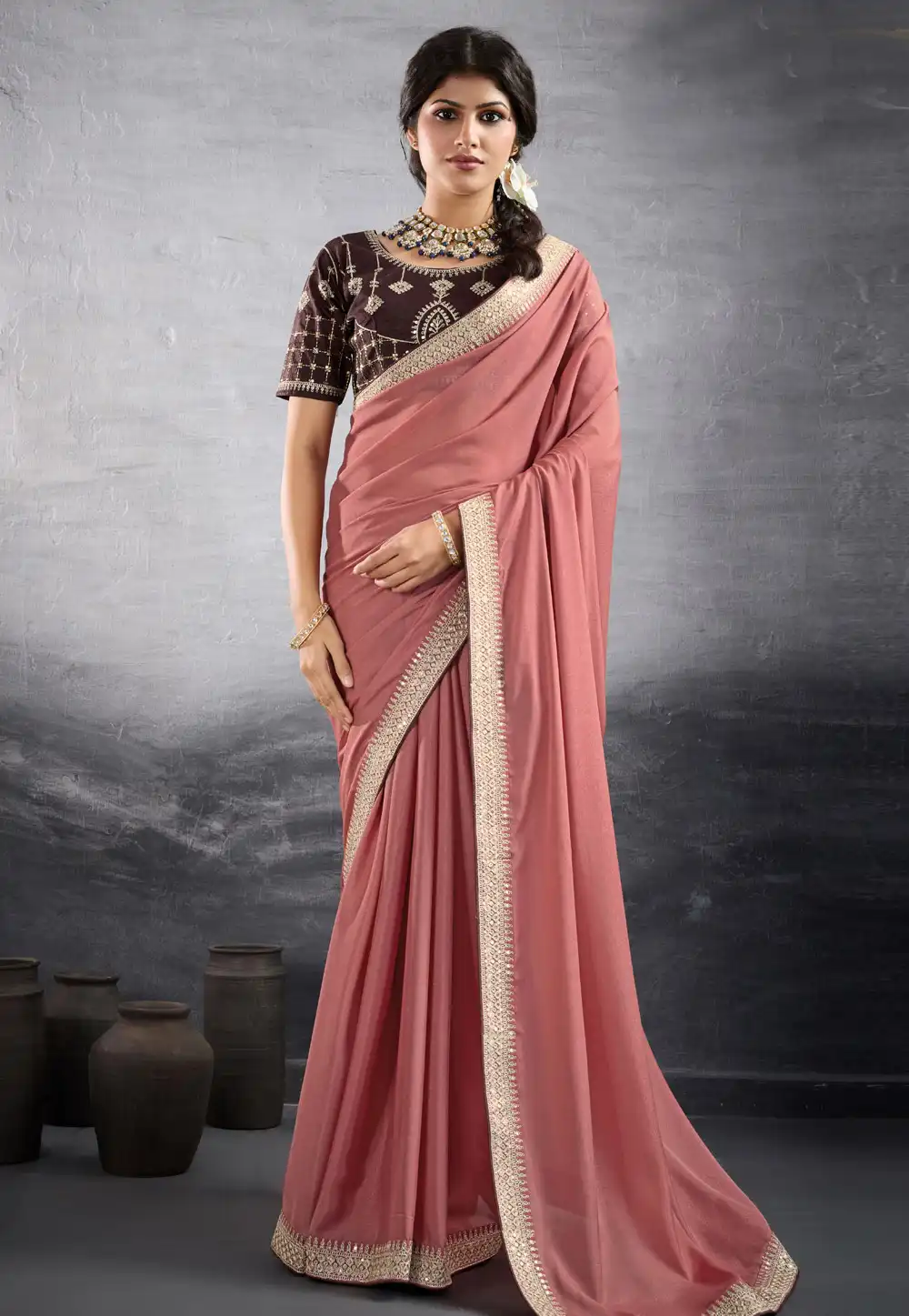Pink Georgette Saree With Blouse 318206