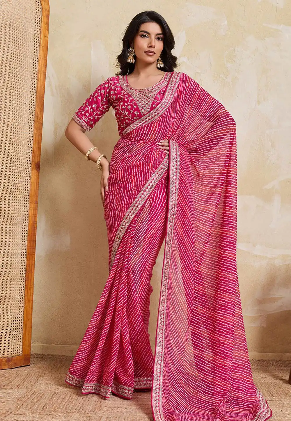 Pink Georgette Saree With Blouse 323035