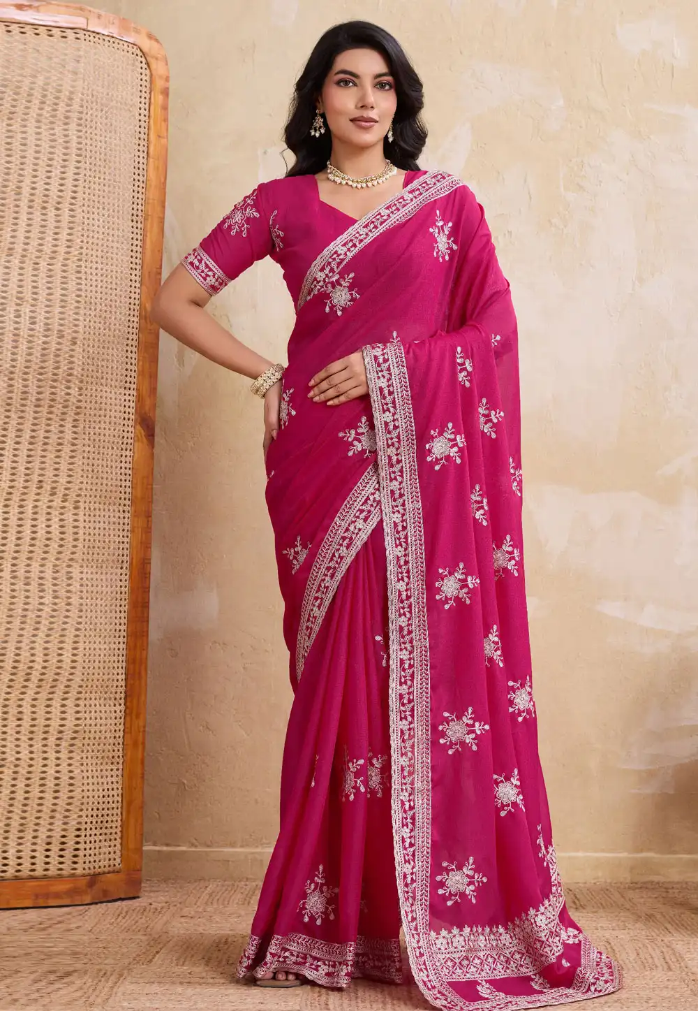 Pink Georgette Saree With Blouse 322357
