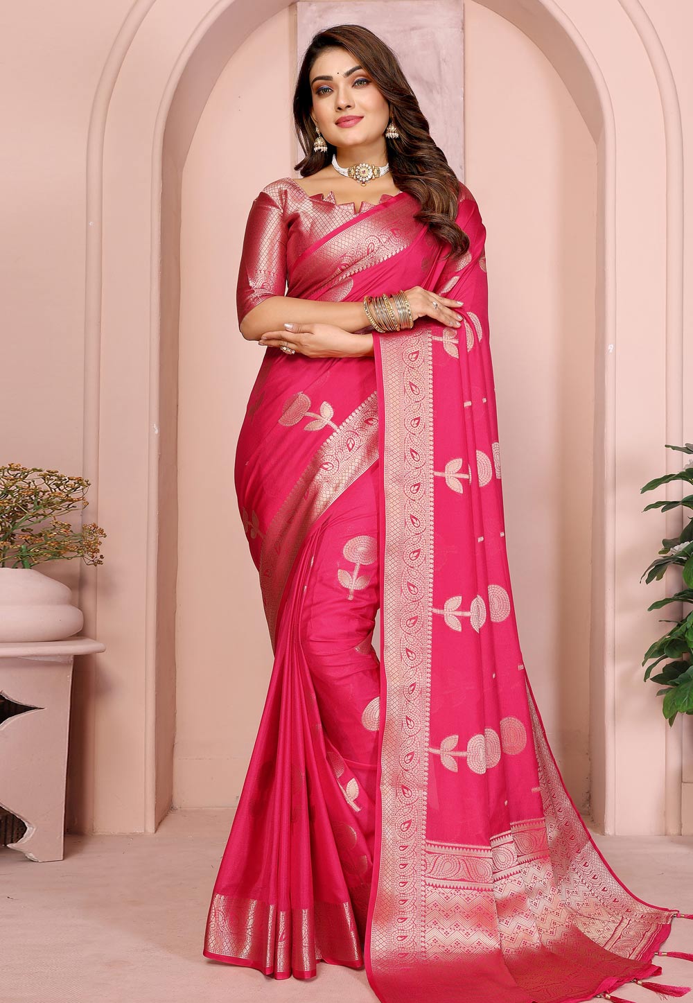 Pink Georgette Saree With Blouse 312286