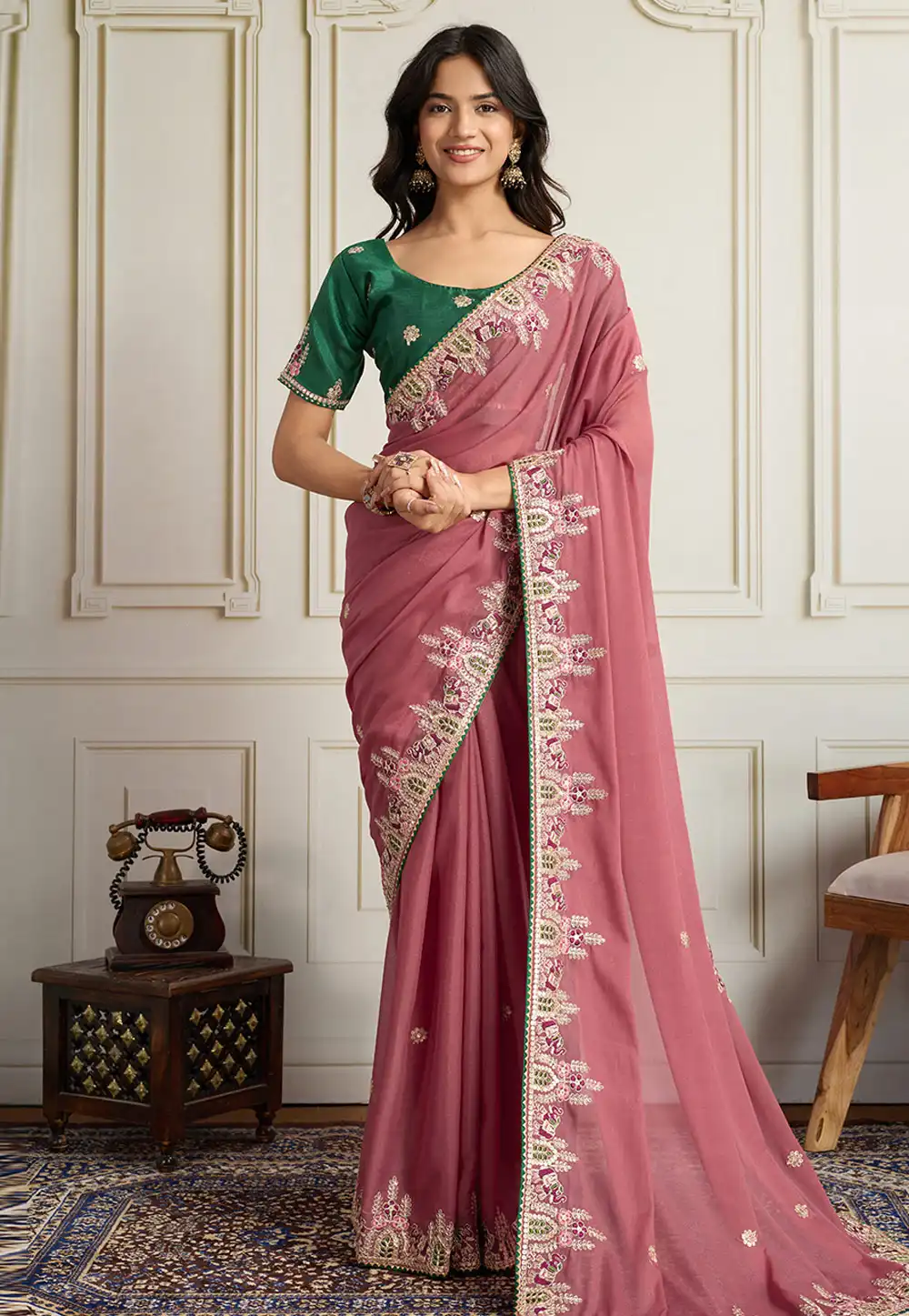 Pink Georgette Saree With Blouse 316178