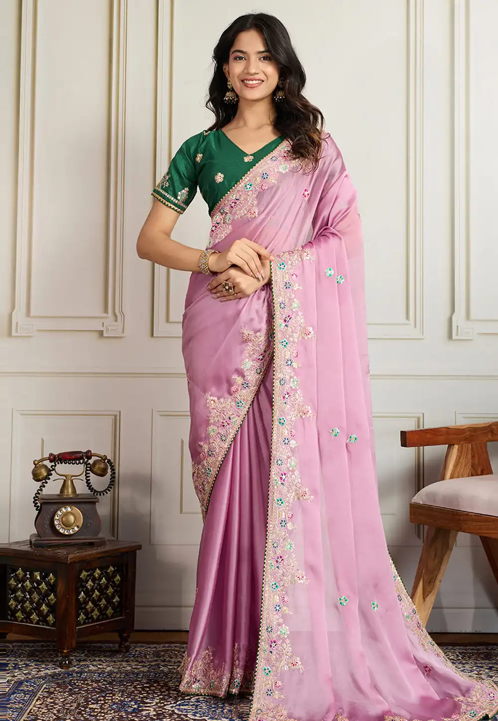 Pink Georgette Saree With Blouse 316180