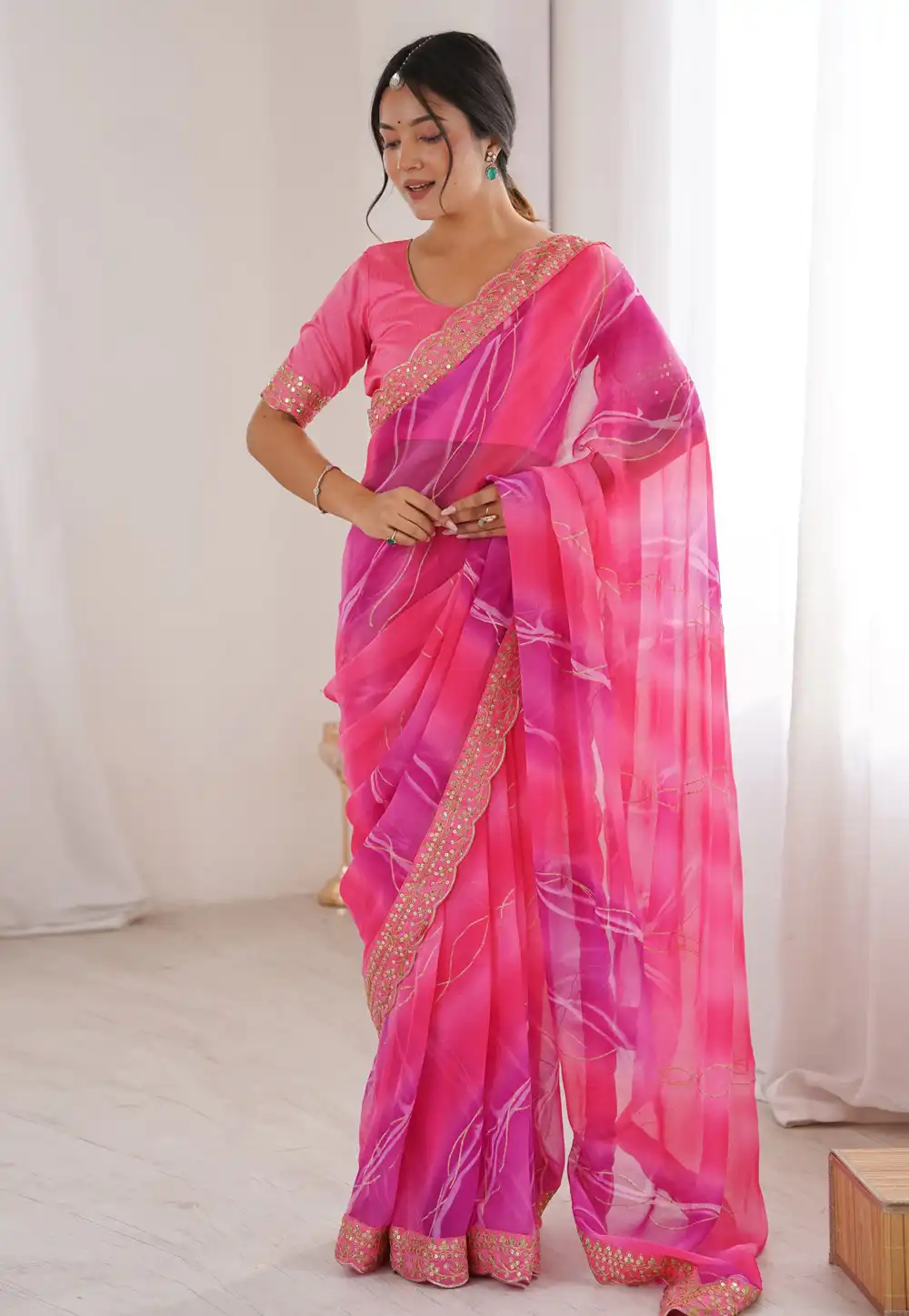 Pink Georgette Saree With Blouse 322351