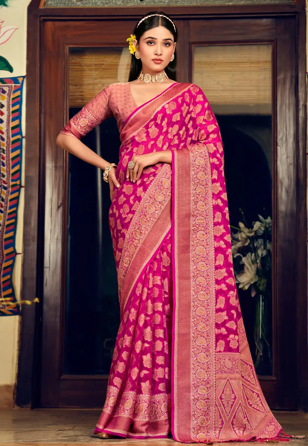 Pink Georgette Saree With Blouse 318677