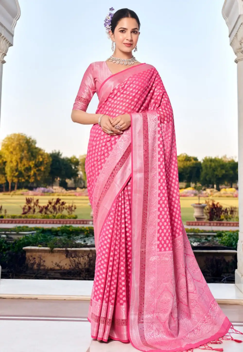 Pink Georgette Saree With Blouse 318664