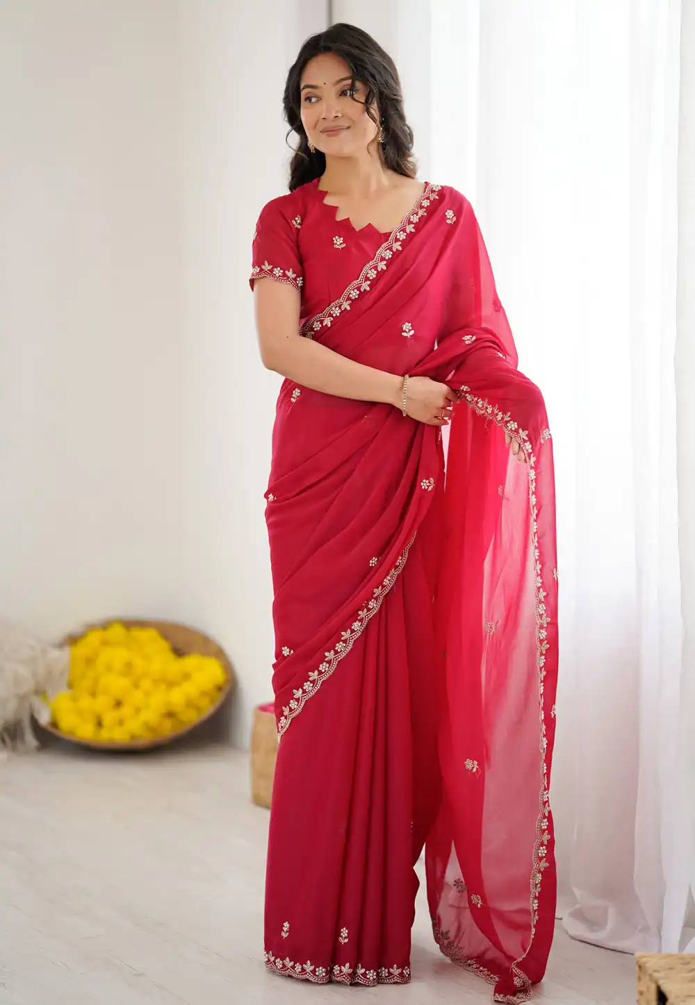 Pink Georgette Saree With Blouse 322918