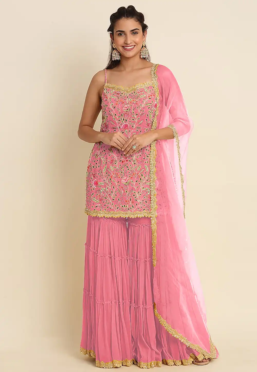 Pink Georgette Sharara Suit 288286
