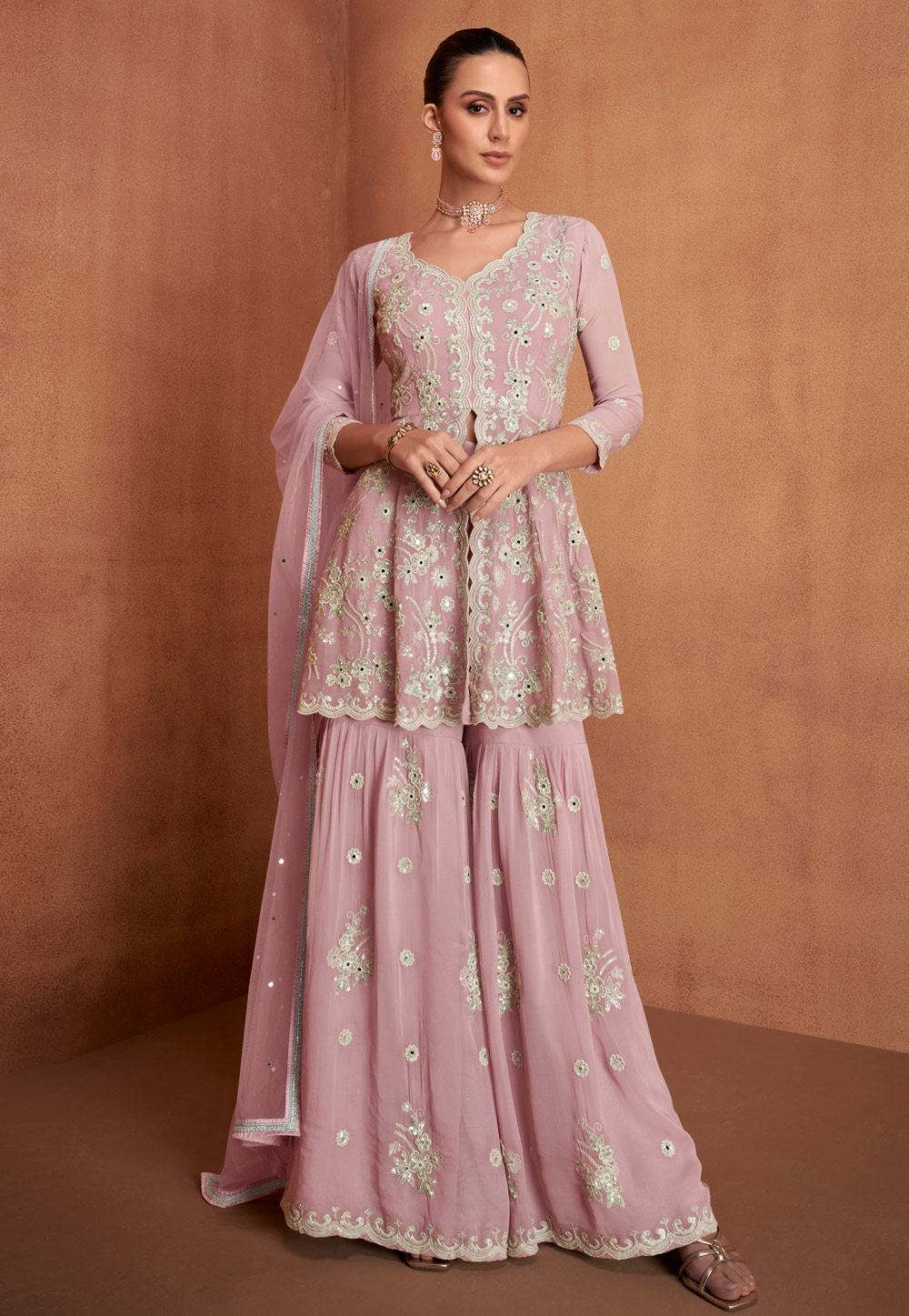 Pink Georgette Sharara Suit 324907