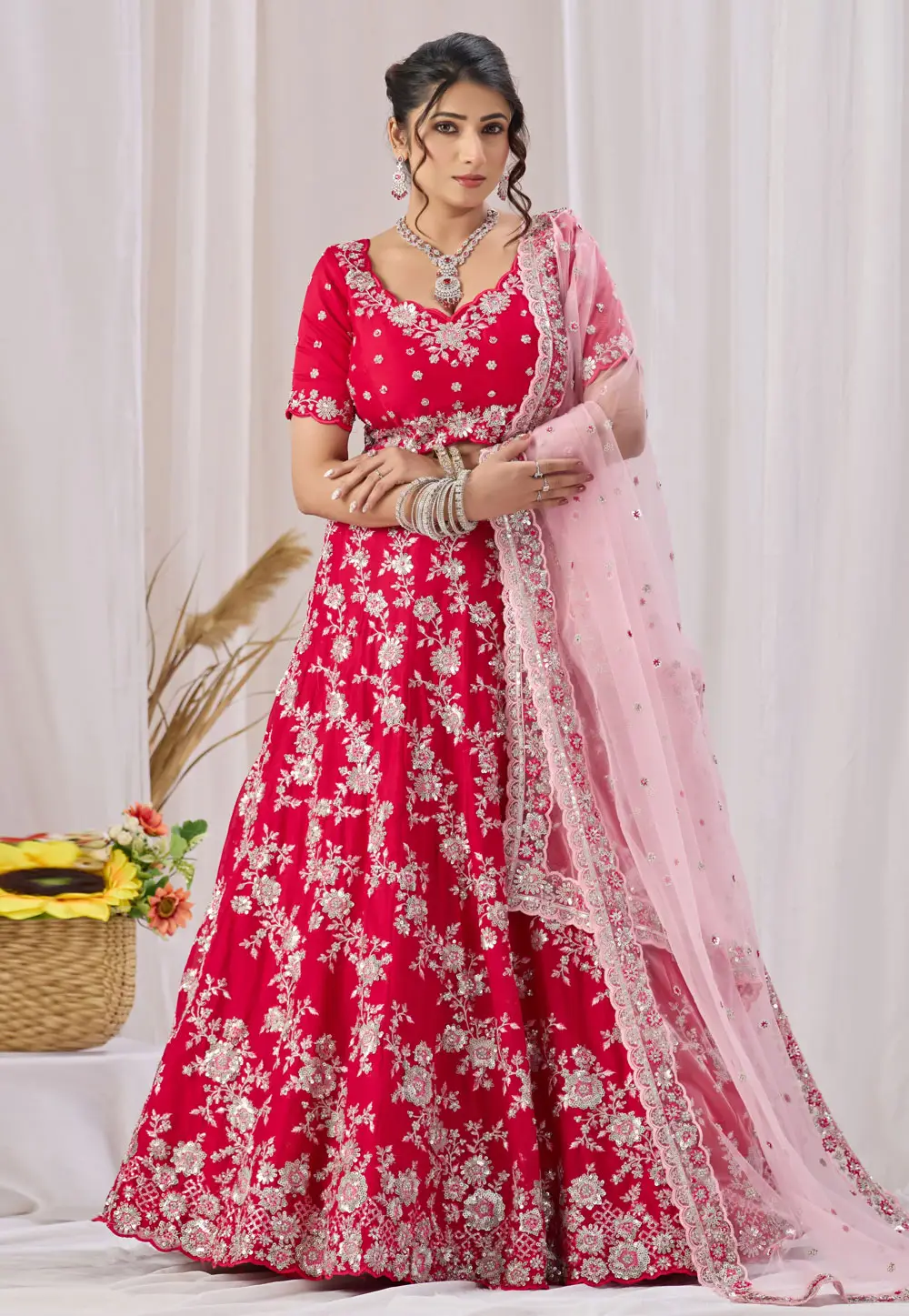 Pink Georgette Wedding Lehenga Choli 336385