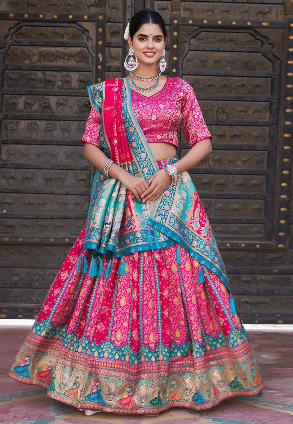 Pink Jacquard Lehenga Choli 310212