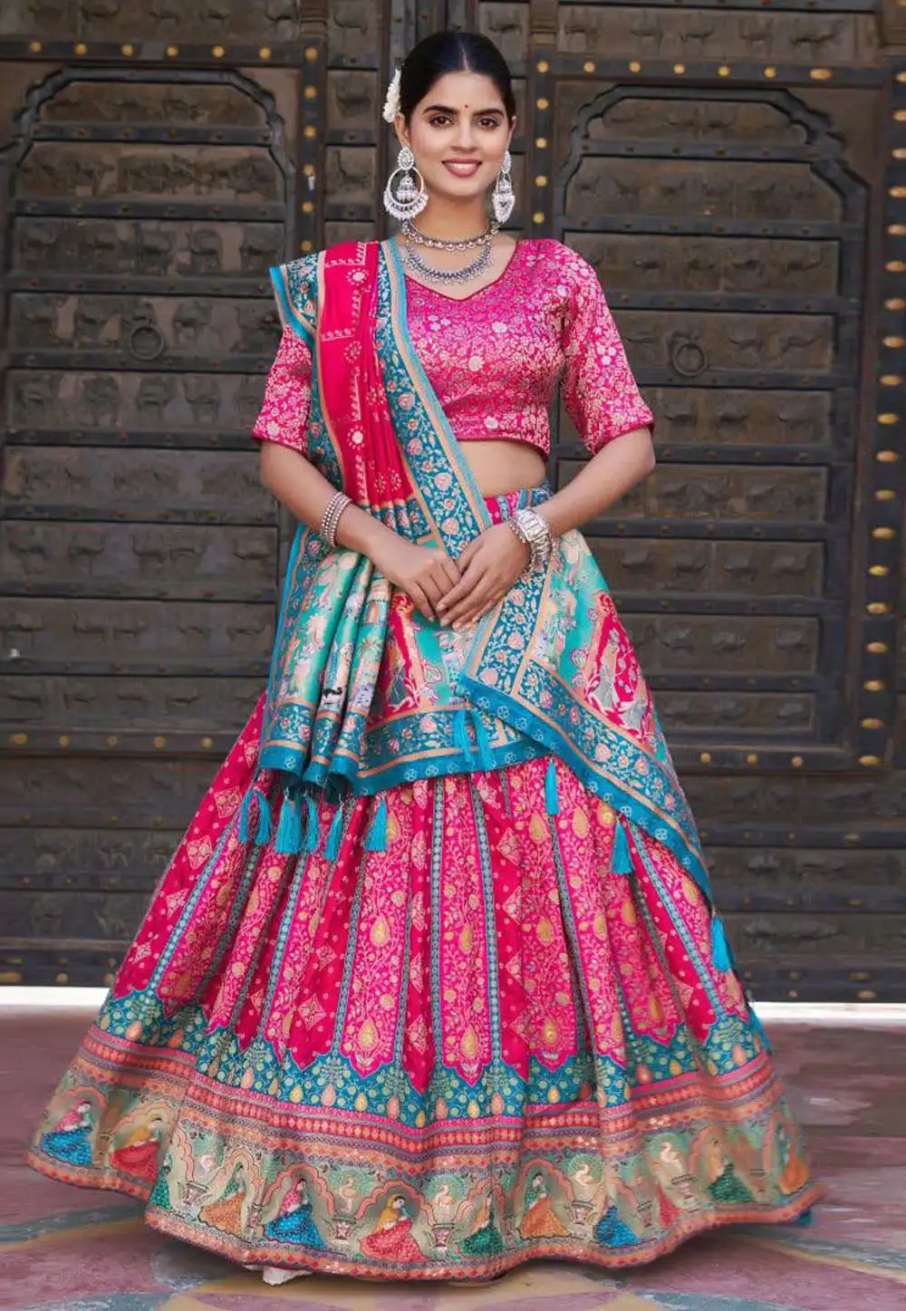 Pink Jacquard Lehenga Choli 310212