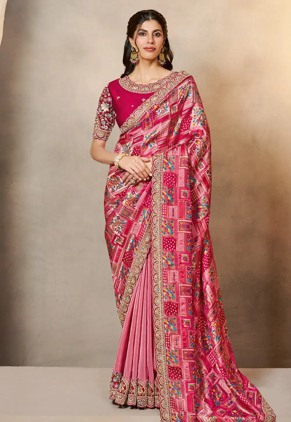 Pink Jacquard Silk Saree With Blouse 318960